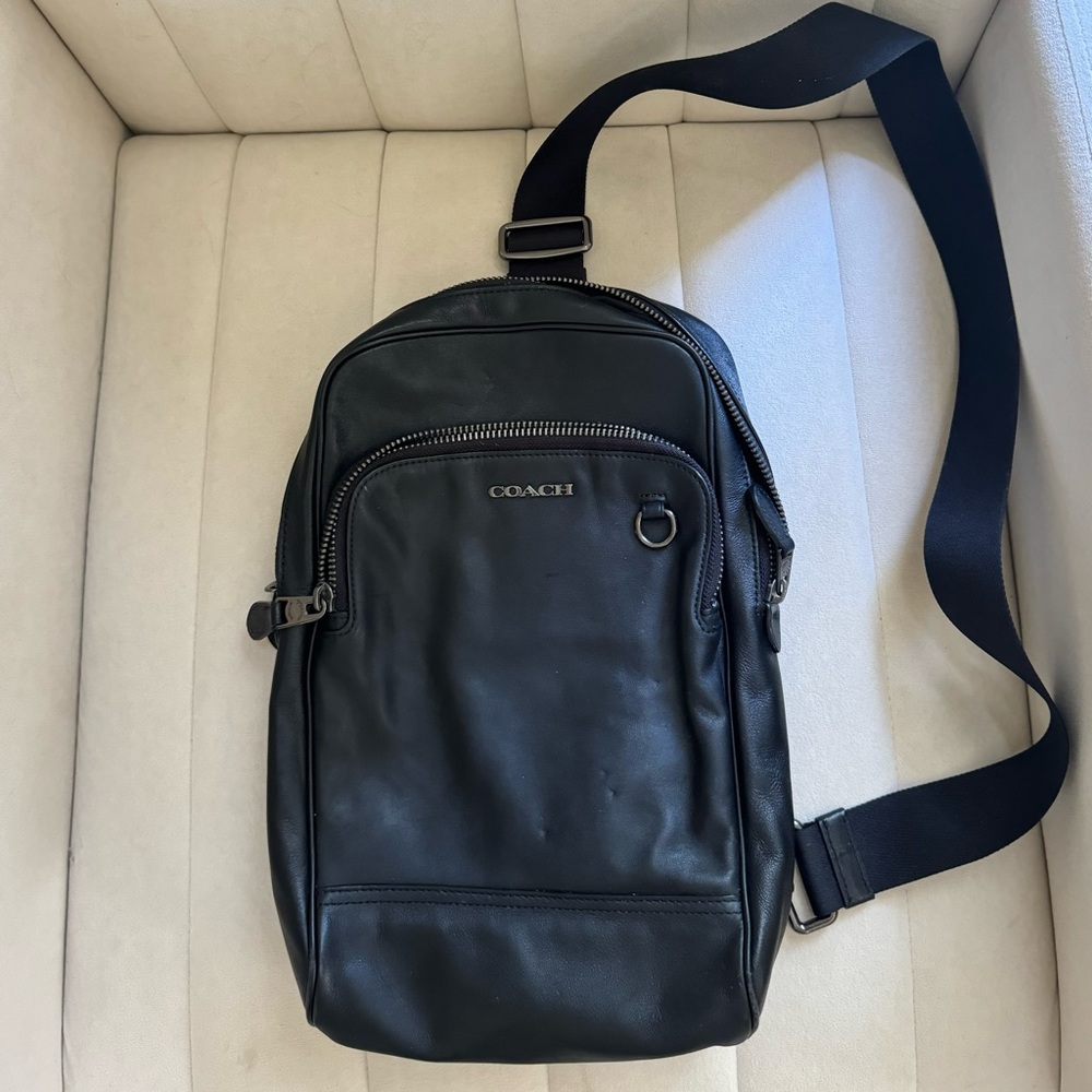 Coach Graham Pack - Men’s Black Leather Messenger Bag